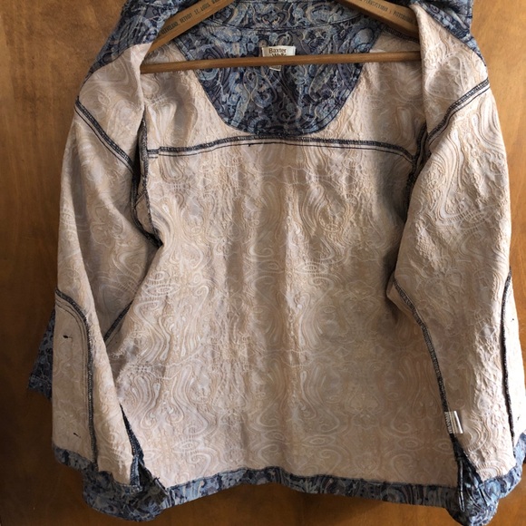 Baxter & Wells Vintage 90's Blue Floral Paisley Embroidered Jacket Boho Artsy XL - Picture 10 of 16